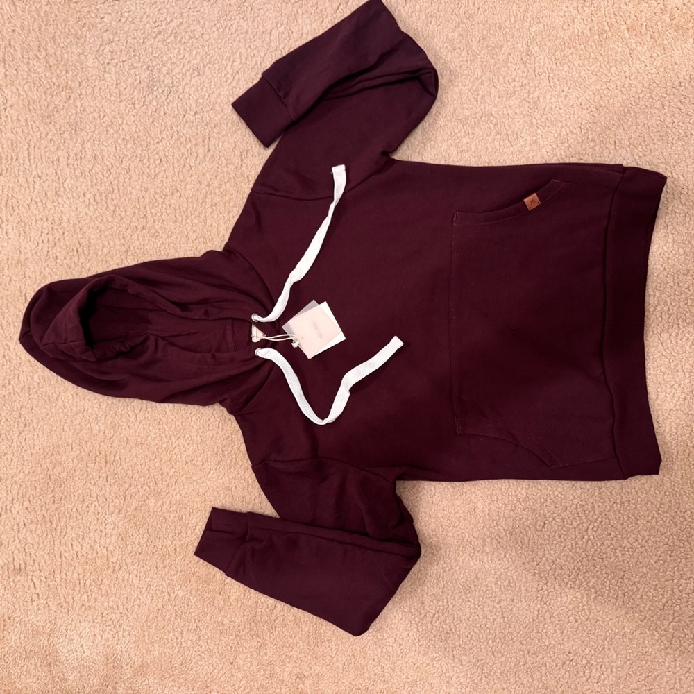 Doublju burgundy Hoodie with White strings Women’… - image 3